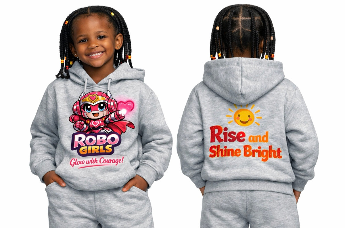ROBO GIRLS Grey Tracksuits for Girls South Africa

Cotton blend tracksuit with empowerment slogan

Inclusive girls fashion grey tracksuit – ROBO GIRLS brand